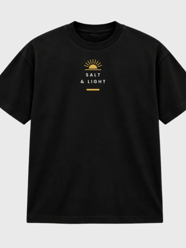 Salt & Light black T-shirt front