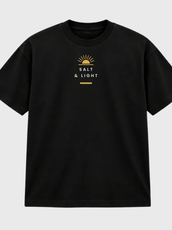 Salt & Light black T-shirt front