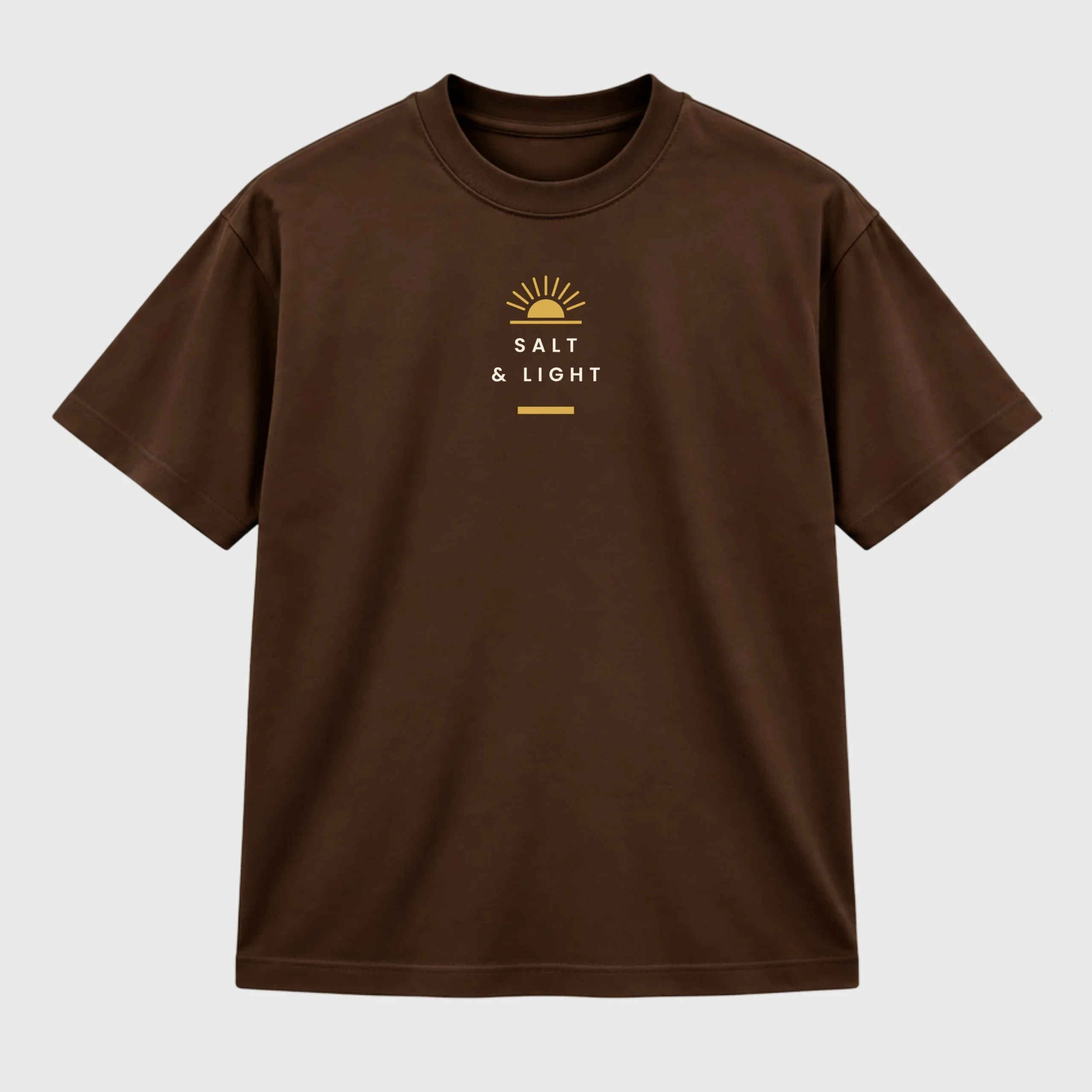 Salt & Light brown T-shirt front